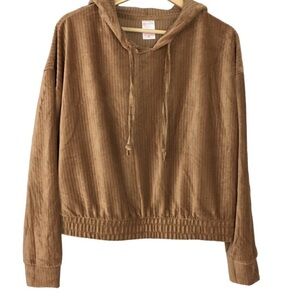 No Boundaries Tan Ribbed Hoodie